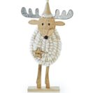 Deko-Figur Elch Kjell, niedlich verziert, Holz/ textile Materialien ca.L23,5xH43xT4 cm