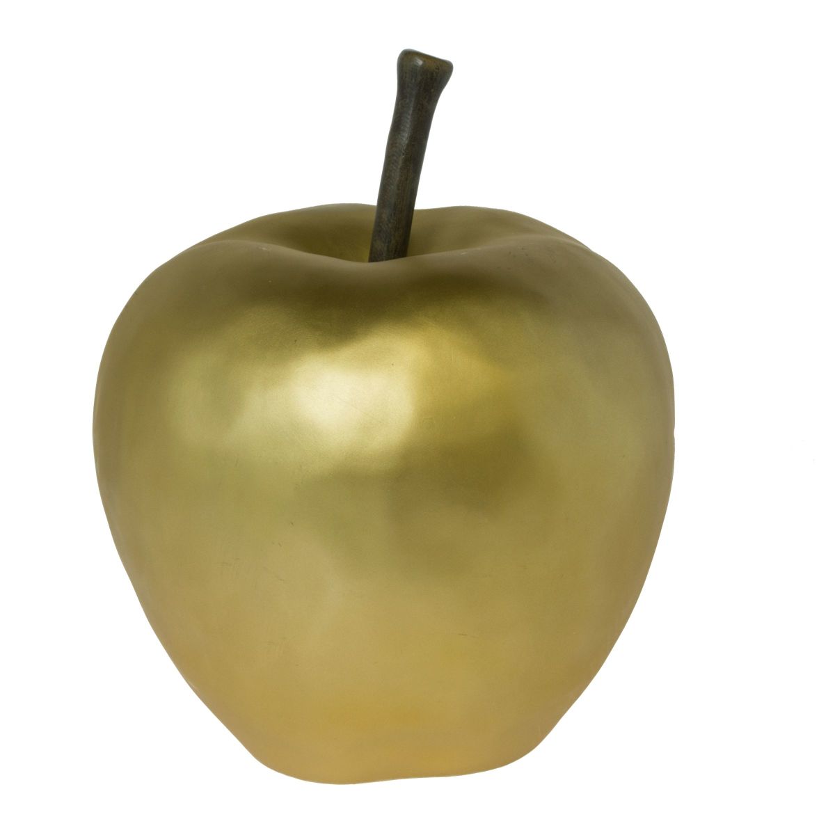 Modernes Deko-Objekt in Form eines goldenen Apfels. In mattem Gold, Maße: ca. 37 cm hoch, 27 cm Ø, Gewicht: ca. 3,4 kg, Material: Polyresin.<br>