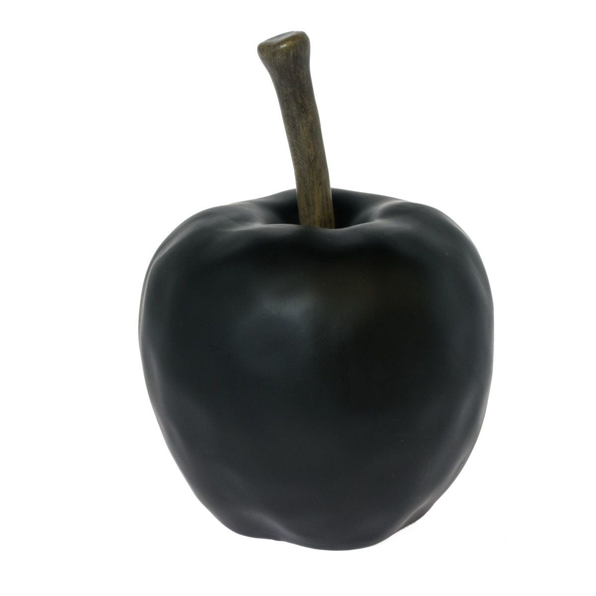 Modernes Deko-Objekt in Form eines schwarzen Apfels. In mattem schwarz, Maße: ca. 26 cm hoch, 17 cm Ø, Gewicht: ca. 1,4 kg, Material: Polyresin.<br>