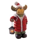 Dekofigur Elch Nelson, mit Laterne, für den Außenbereich