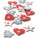 Beste Geschenke 2025 | Geschenkempfehlungen 4 Dekostreuer-Set, 24-tlg. Winterzeit, mit winterlichen Motiven verziert, Holz jeweils ca. 4,3 cm Durchmesser