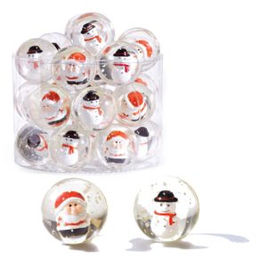 Set aus 24 Flummis im weihnachtlichen Design mit Weihnachtsmännern und Schneemännern umgeben von Schneeflocken. Nicht geeignet für Kinder unter 3 Jahren. Maße: je ca. 3,8 cm Ø, Gewicht: ca. 0,6 kg, Material: Kunststoff.<br>