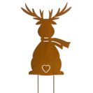 Gartenstecker Elch, im Rostfinish