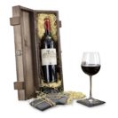 Geschenk-Set Bordeaux supérieur, 1 Flasche Wein, 4 Schieferuntersetzer