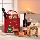 Geschenk-Set Filztasche Rentier, Rotwein, Marzipan, Nüsse