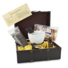 Geschenk-Set Schokoladenfondue, Fondueschale, Stövchen, Gabeln, Rum, Rezept