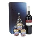 Geschenk-Set, Weihnachts-Pasteten, 3 verschiedene Terrinen, Wein
