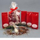 Geschenk-Set Wintertee, 4 verschiedene Teesorten, 4 x 25g Tee, 2 Kandissticks