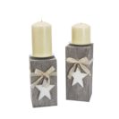 Kerzenhalter-Set, 2-tlg., Shabby Chic, MDF, Metall Höhe jeweils ca. 21/24 cm