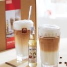 Latte-Macchiato-Set, 5-tlg., Gläser, Löffel, 50ml MONIN Sirup Vanille, Rezeptblatt