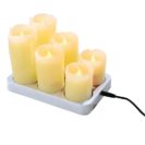 LED-Kerzen-Set, 7-tlg., aufladbar, Echtwachs/ Kunststoff