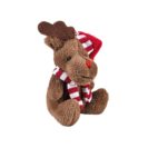 Plüsch Elch gestreifter  Schal & Mütze, 100 % Polyester 5x5x7cm