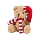 Plüsch Teddy gestreifter Schal & Mütze, 100 % Polyester 5x5x7cm