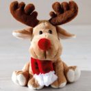 Plüschtier Elch Emilio, mit Schal, 100% Polyester ca. 19 cm hoch