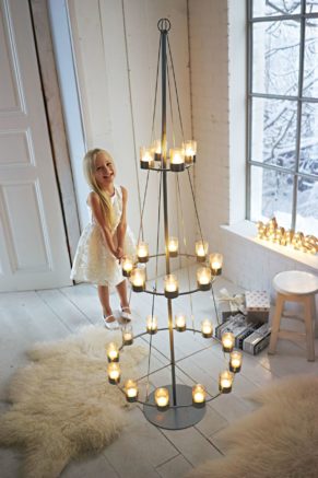 Teelichthalter Christbaum, Metall/ Glas ca. H170 cm