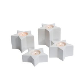 Teelichthalter-Set, 4-tlg. Sterne, Porzellan