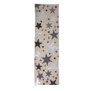 Wunderschöner mit Sternen bedruckter Läufer in edler Farbkombination. Maße: ca. 50 x 160 cm, Material: 100% Baumwolle.<br>