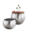 Übertopf-Set Classic, 2-tlg., Gehämmert, Aluminium