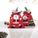 Weihnachtsbeutel aus Filz, 2-tlg. Happy Santa, mit Zugband, 100 % Polyester je ca. 23 x 26 cm