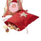 Weihnachtsbeutel Stern, mit Zugband, 100 % Leinen 18 x 14 cm