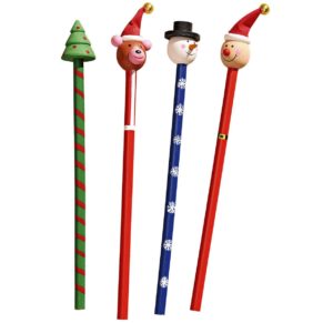 8 Bleistifte mit jeweils einer weihnachtlichen Dekoration on top. Nicht geeignet für Kinder unter 3 Jahren. Maße: je ca. 20 cm lang (inklusive Figur), Material: Holz.<br>