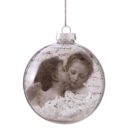 Weihnachtskugel Engelpaar, Glas/ PVC Durchmesser ca. 8 cm