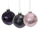 Weihnachtskugeln-Set Schneezauber, 3-tlg., Glitzerpartikel, Glas Durchmesser ca. 8cm
