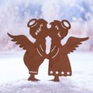 Gartenstecker küssende Engel, im Rostfinish, zum Stecken