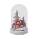 beleuchtete Holzdeko mit  Glasglocke XMAS, mit 8 warm-weißen LEDs, Holz, Glas, LEDs, Durchmesser ca. 11 cm, ca. 17 cm hoch