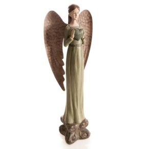 Nostalgischer Engel mit Antik-Finish und Flügeln aus Metall. Maße: ca. B11x T8x H39cm, Gewicht: ca. 0,66 kg.