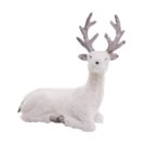 Deko-Figur Weißer Hirsch, Kunststoff, ca. L45 x B22 x H55 cm