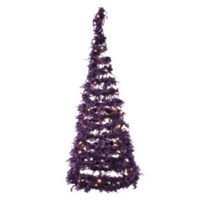 Federtannenbaum in tollem Lila. Mit echten Federn und 96 LEDs bestückt, Zuleitung: 3 m, nur für den Innenbereich geeignet , Maße: ca. Ø75 x H160 cm, Gewicht: ca. 1,6 kg.