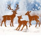 Gartenstecker Hirschfamilie, 3-tlg, im Rostfinish, zum Stecken