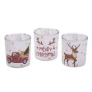 Teelichthalter-Set, 3-tlg. Merry Christmas, Glas