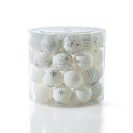 Weihnachtskugel-Set, 39 tlg. weiß/silber, klassisch, Kunststoff, ca. D8 cm je Kugel
