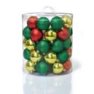 Weihnachtskugel-Set, 48 tlg. rot/gold/grün, klassisch, Kunststoff, ca. D6 cm je Kugel